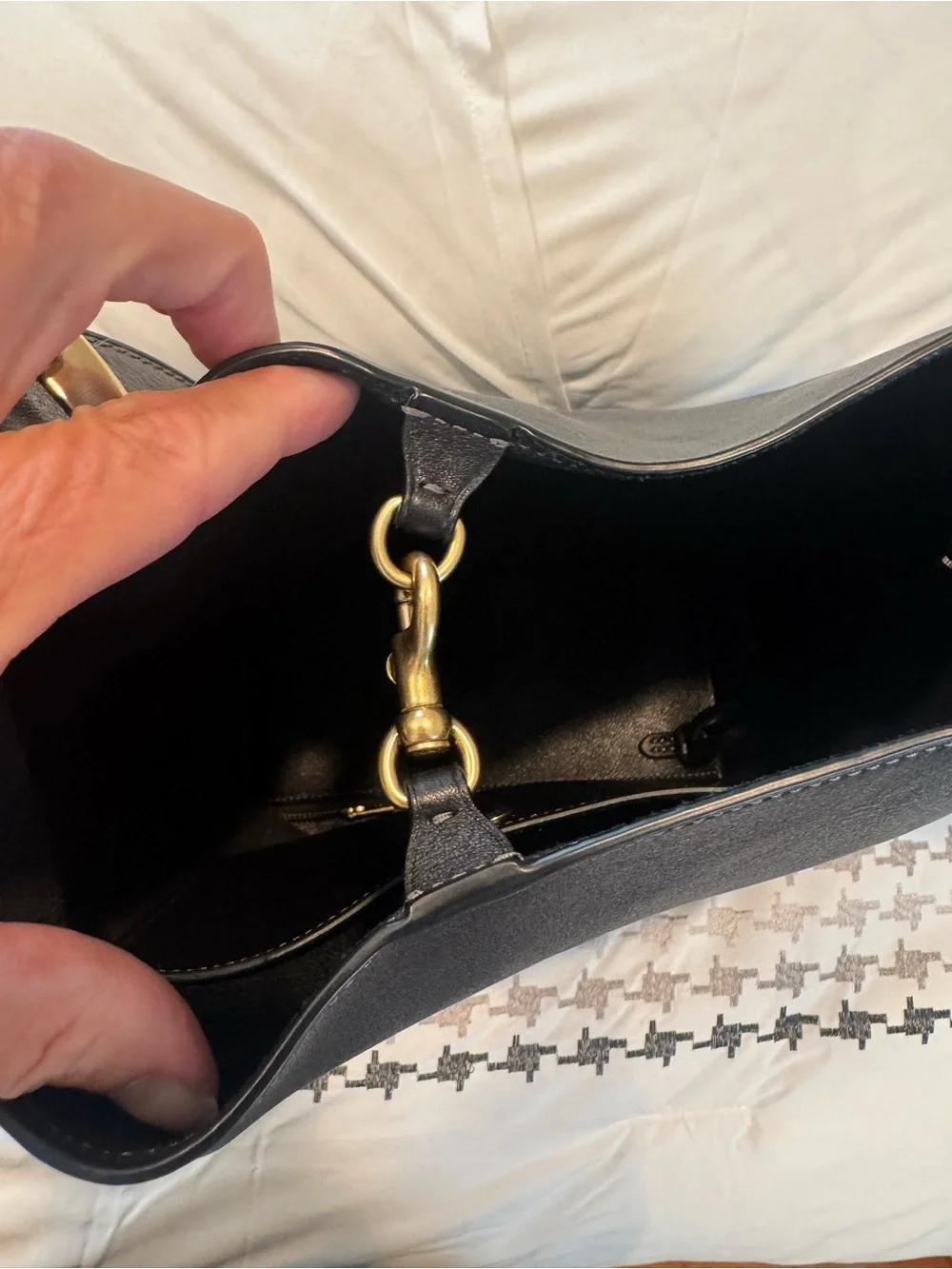 Coach Bleecker Bucket Bag with Pouch Black Brass Hardware Shoulder Bag